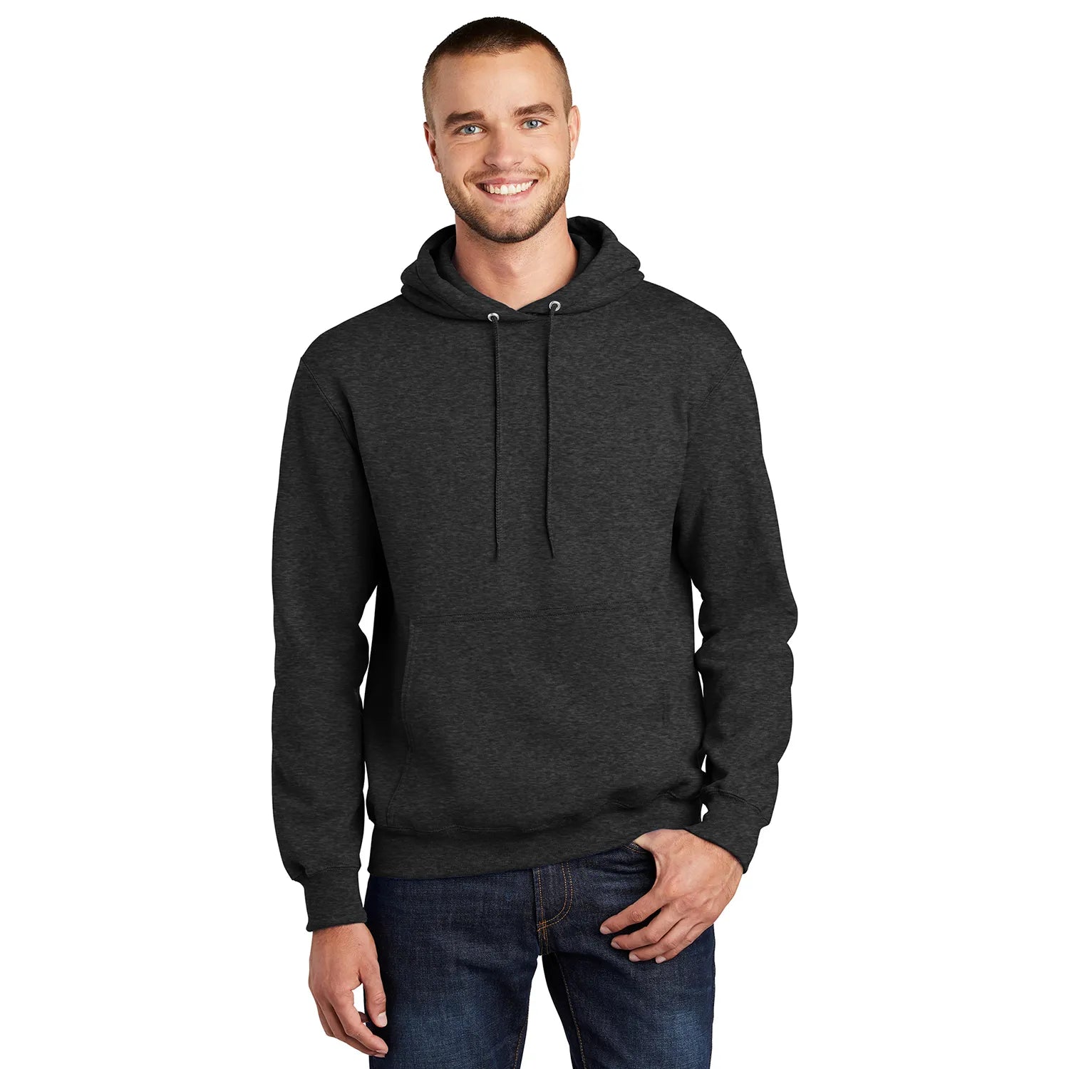 Port & Company Essential Fleece Pullover Hooded Sweatshirt Decorated - Black Heather