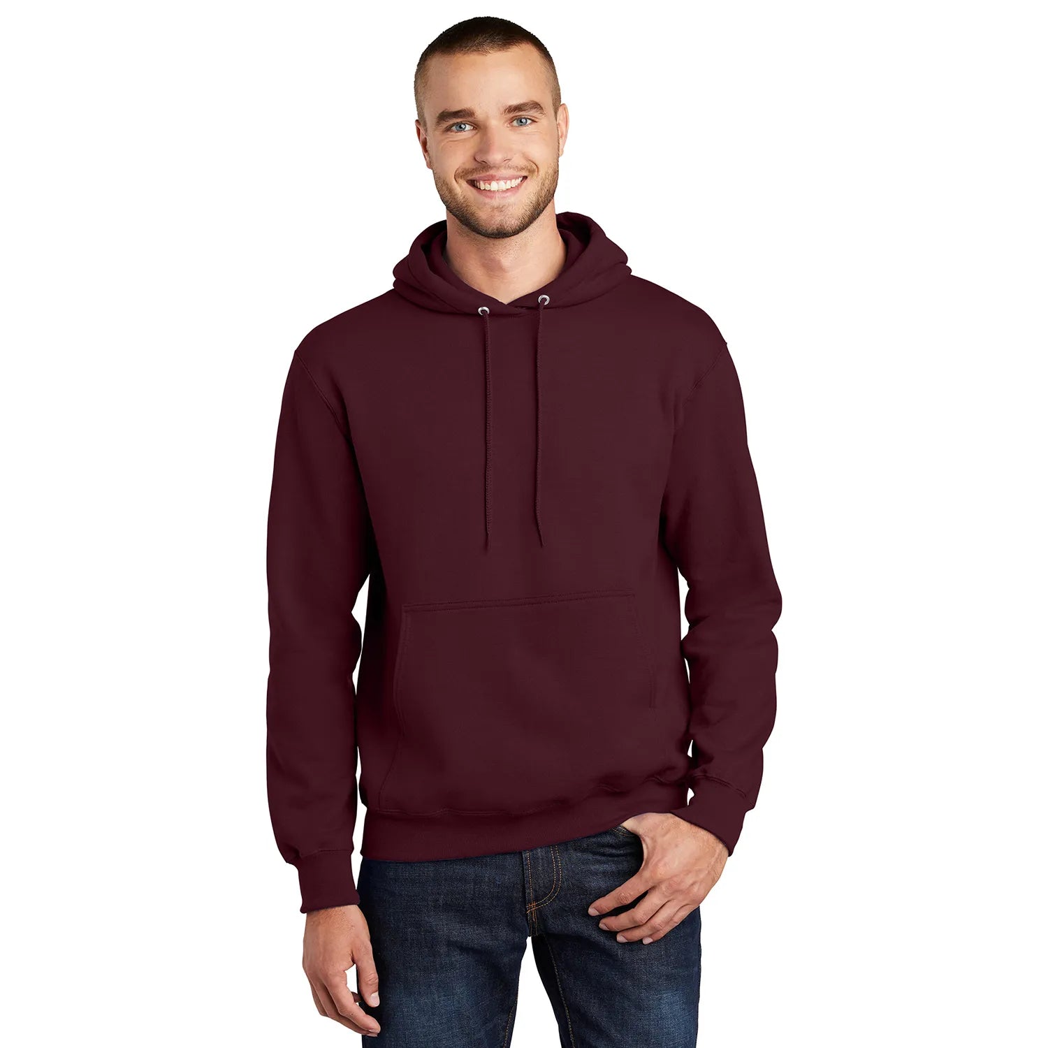 Port & Company Essential Fleece Pullover Hooded Sweatshirt Decorated - Maroon Red