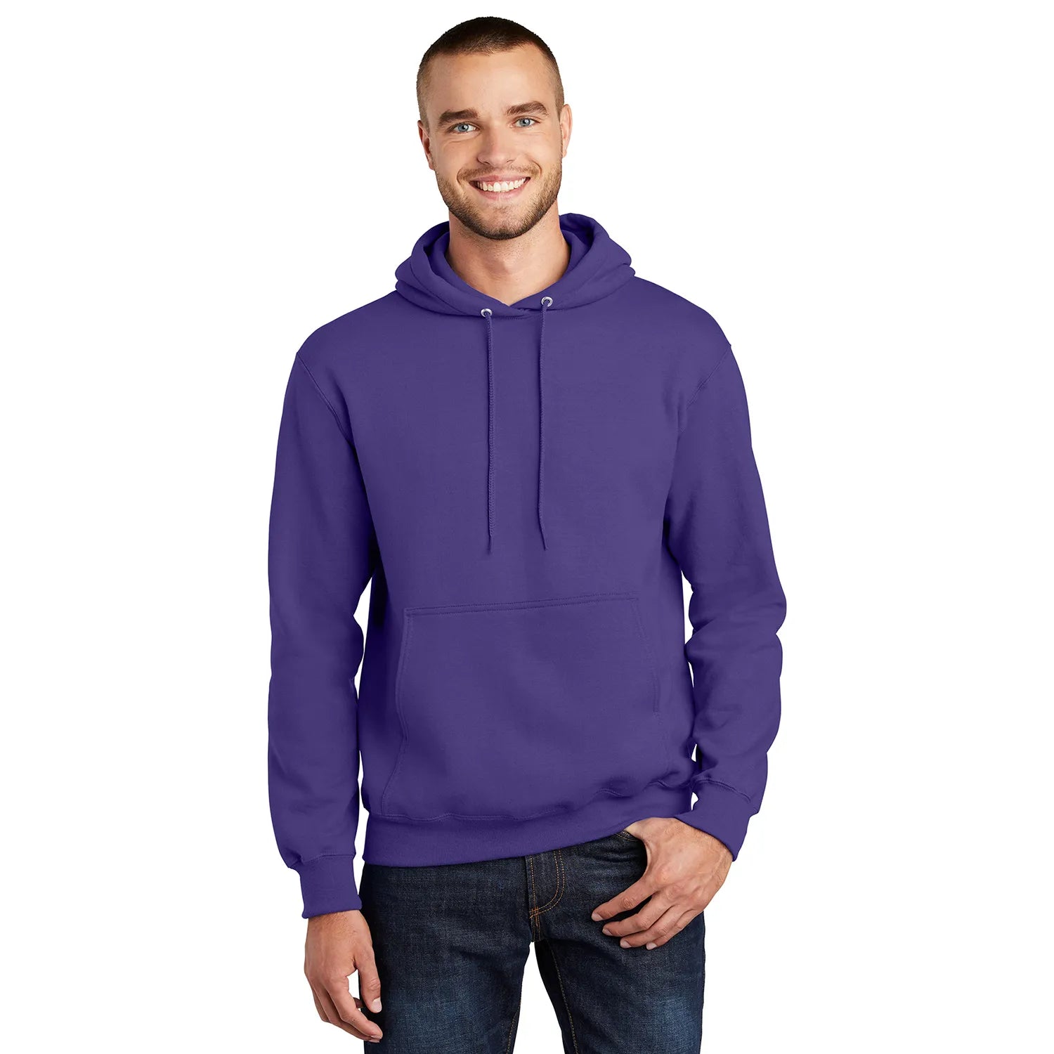 Port & Company Essential Fleece Pullover Hooded Sweatshirt Decorated - Purple