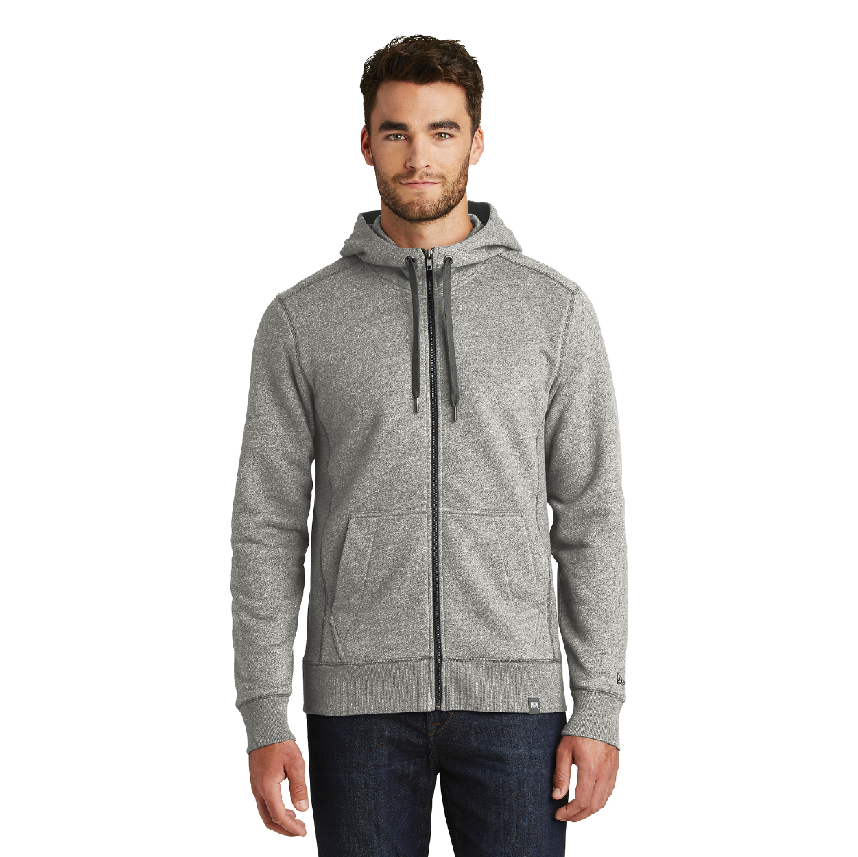 New Era French Terry Full-Zip Hoodie Decorated - Light Graphite Grey Twist