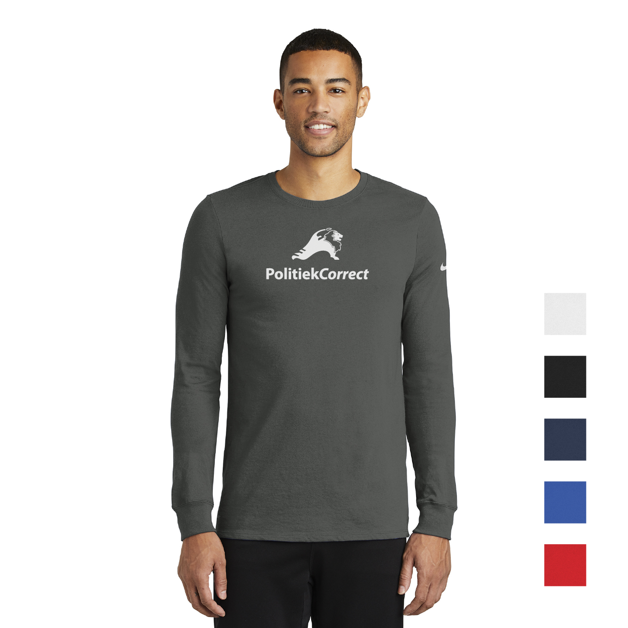 Nike Dri-FIT Cotton/Poly Long Sleeve Tee Decorated - Anthracite Black