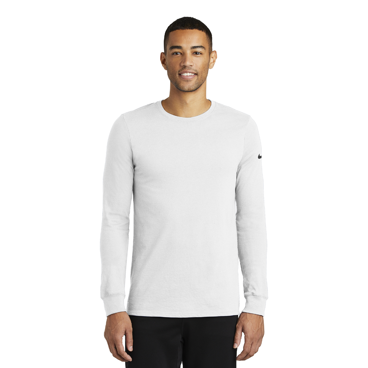 Nike Dri-FIT Cotton/Poly Long Sleeve Tee Decorated - White