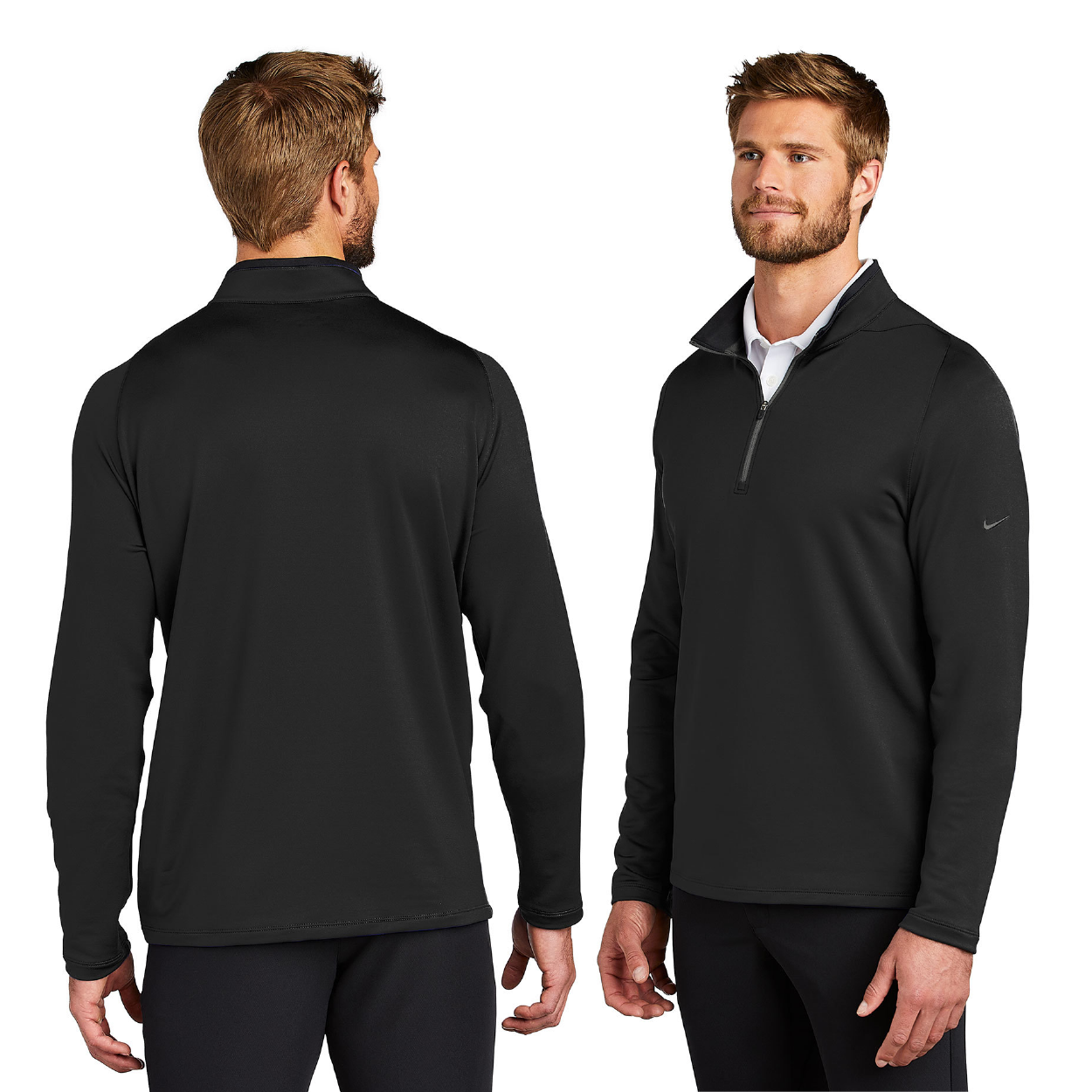 Nike Dri-FIT Stretch 1/2-Zip Cover-Up Embroidered - Black/Dark Grey/Gym Red (PMS PROCESS BLACK C)