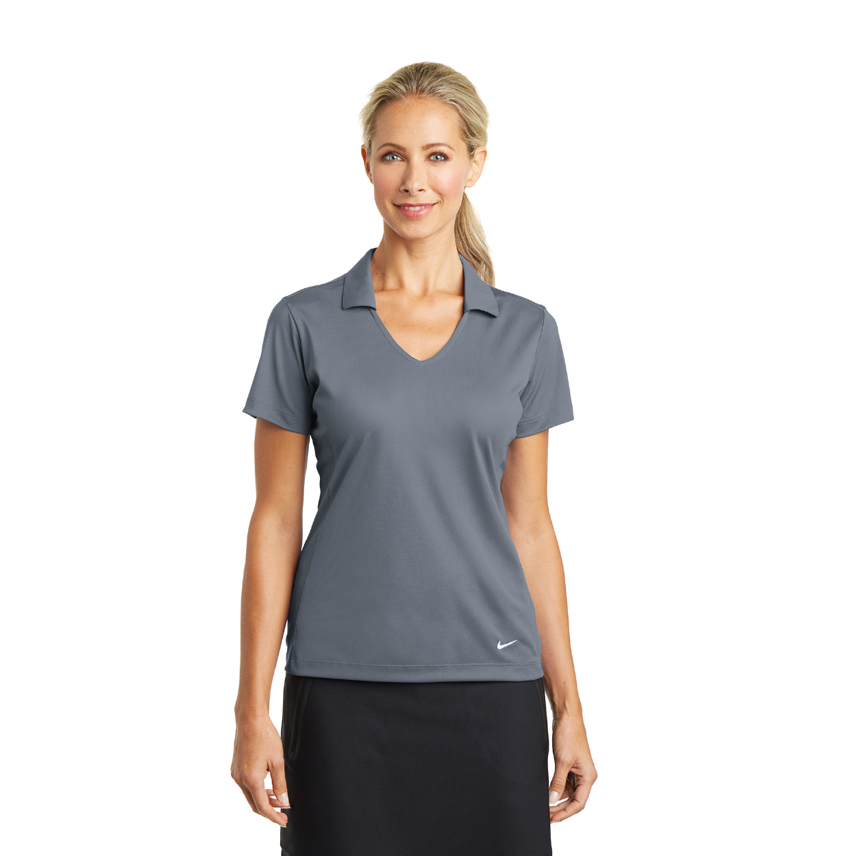 Nike Women's Dri-FIT Vertical Mesh Embroidered Polo - Blustery Blue