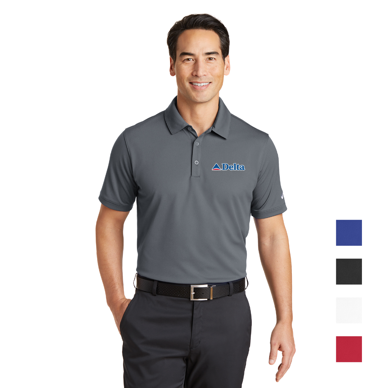 Nike Dri-FIT Solid Icon Pique Modern Fit Embroidered Polo - Black