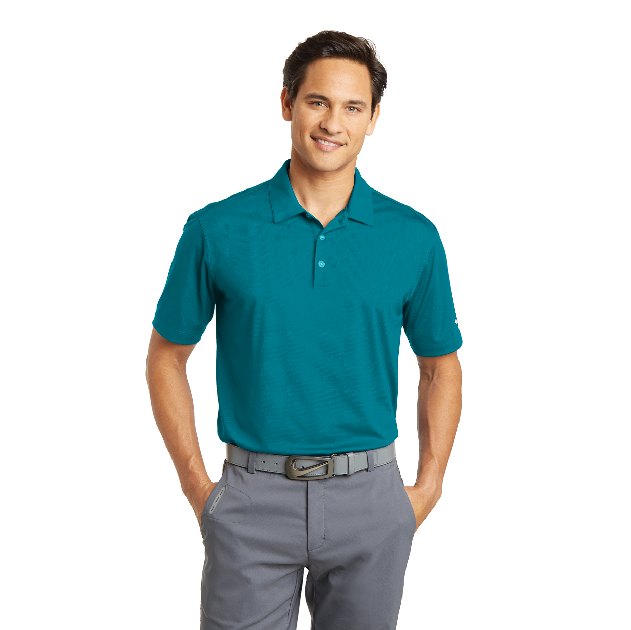 Nike Dri-FIT Vertical Mesh Embroidered Polo - Marine Blue
