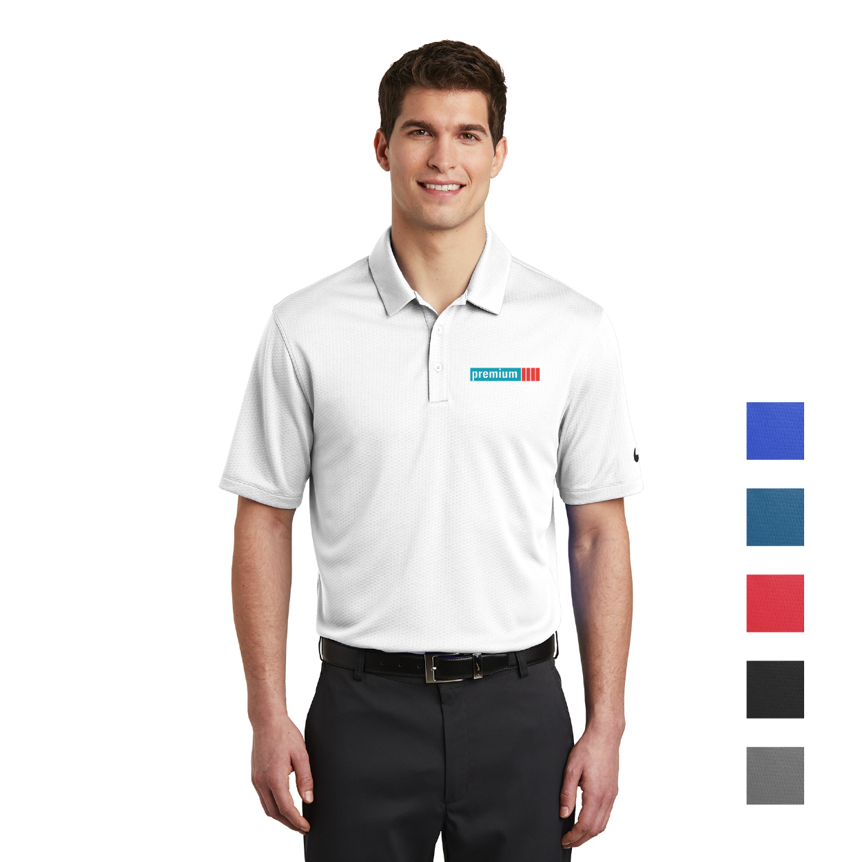 Nike Dri-FIT Hex Textured Embroidered Polo - Black