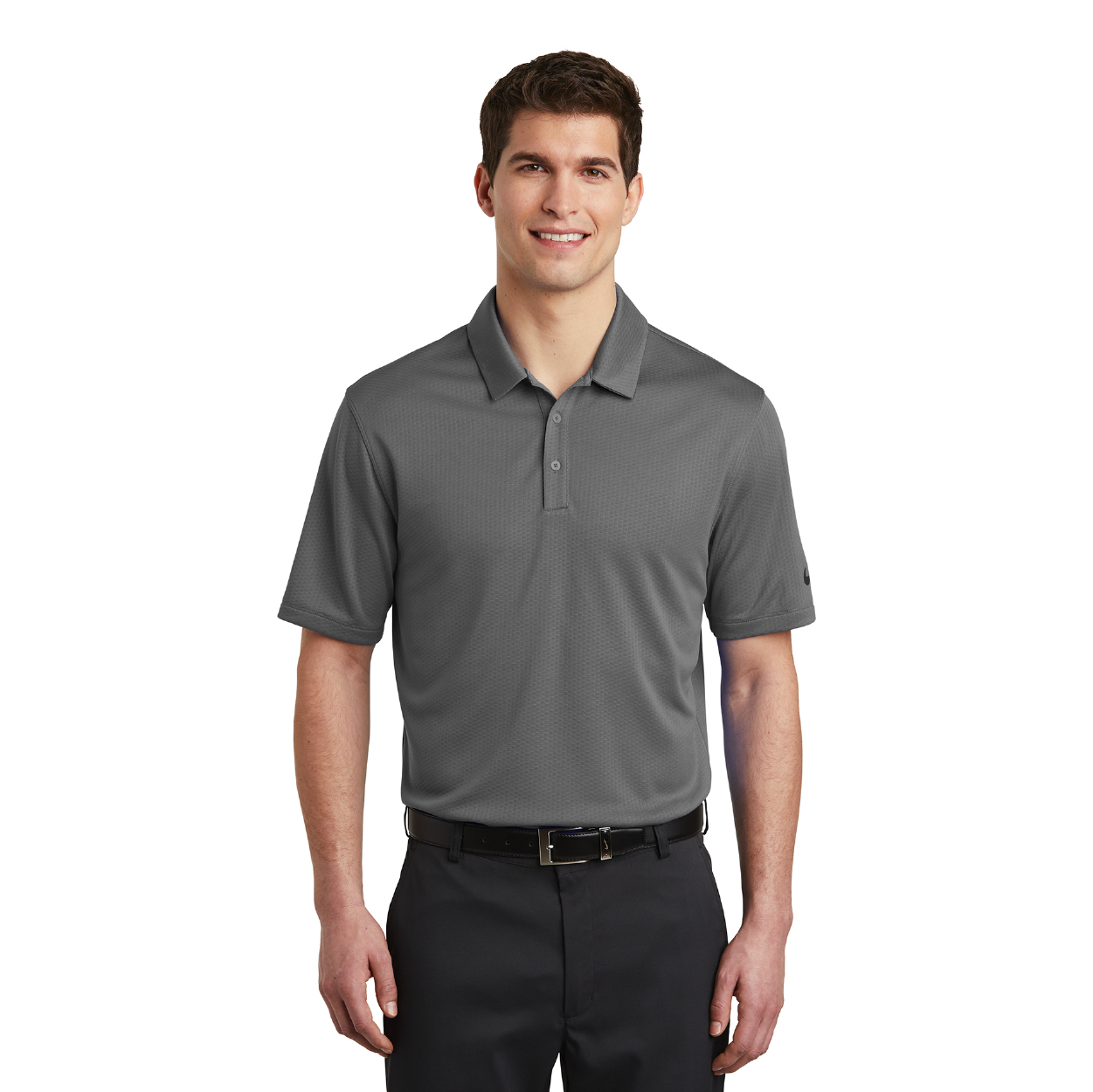 Nike Dri-FIT Hex Textured Embroidered Polo - Dark Grey