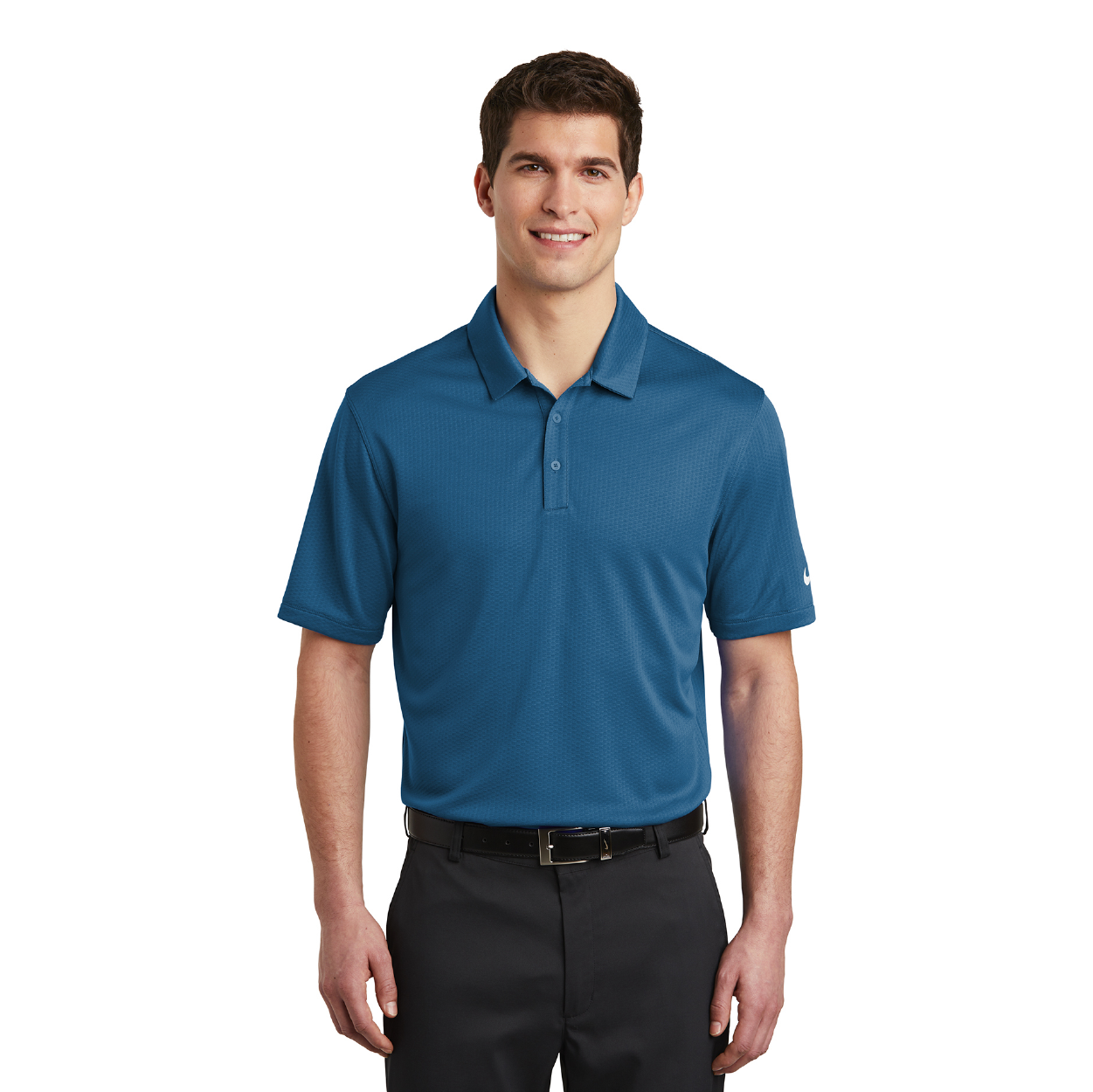 Nike Dri-FIT Hex Textured Embroidered Polo - White