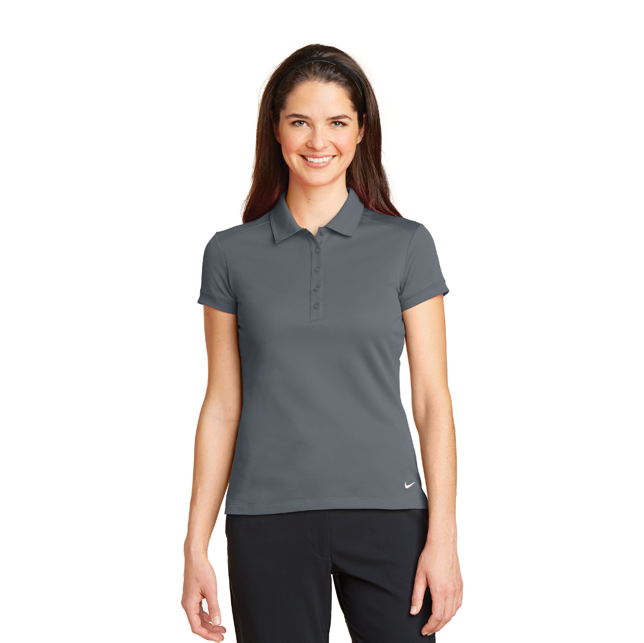Nike Women's Dri-FIT Solid Icon Pique Modern Fit Embroidered Polo - Light Photo Blue