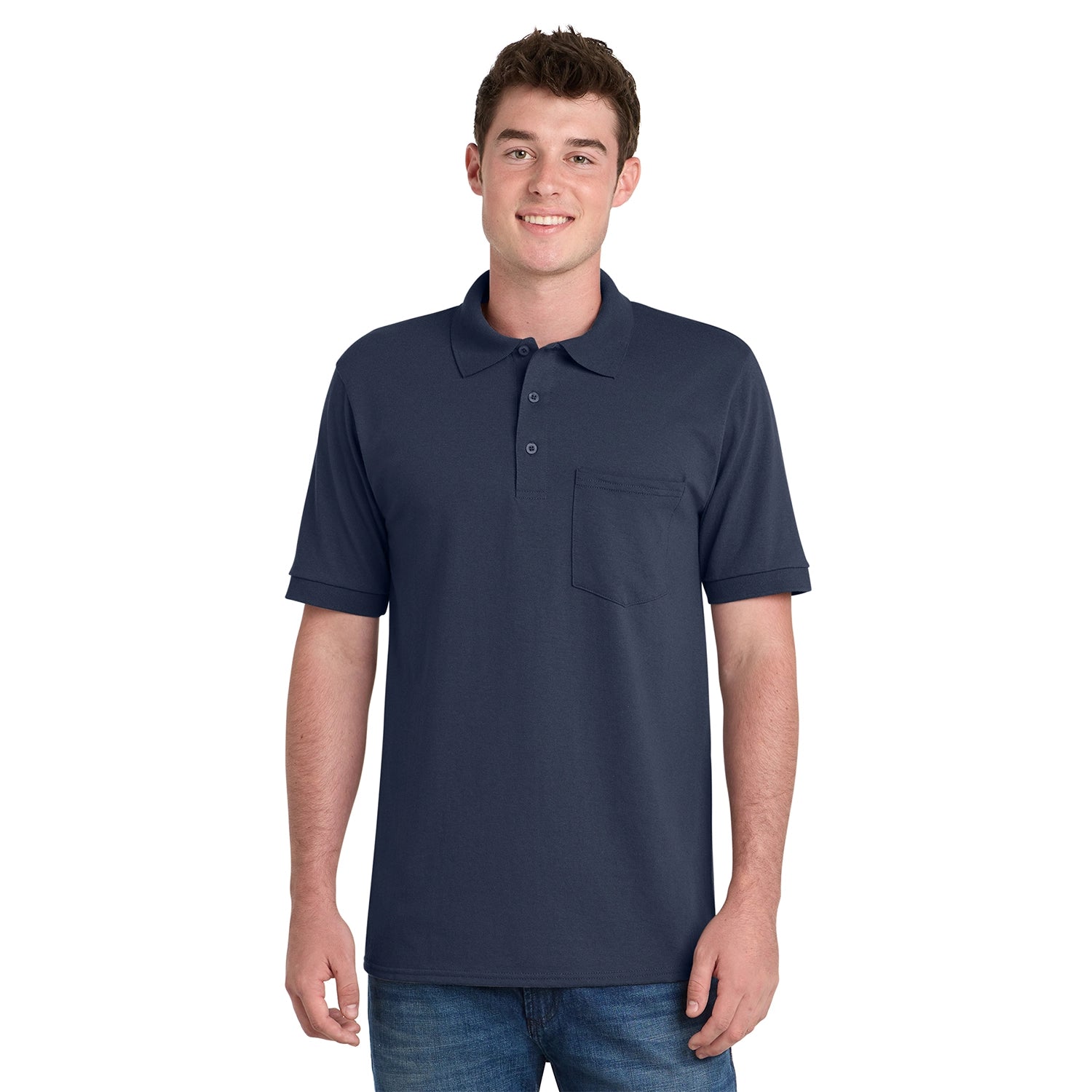 Port & Co Core Blend Jersey Knit Pocket Embroidered Polo