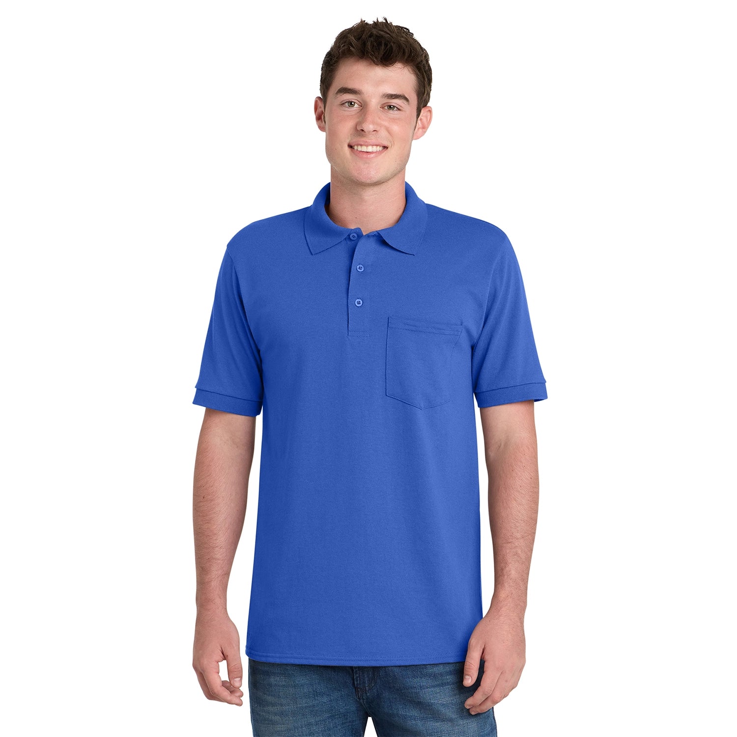 Port & Co Core Blend Jersey Knit Pocket Embroidered Polo