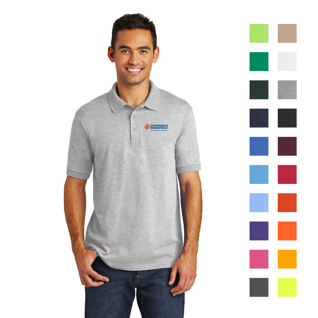 Port & Company Core Blend Jersey Knit Embroidered Polo - White