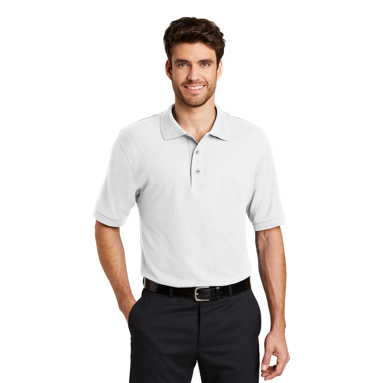 Port Authority Silk Touch Embroidered Polo - Charcoal Heather Grey (PMS 7540C)