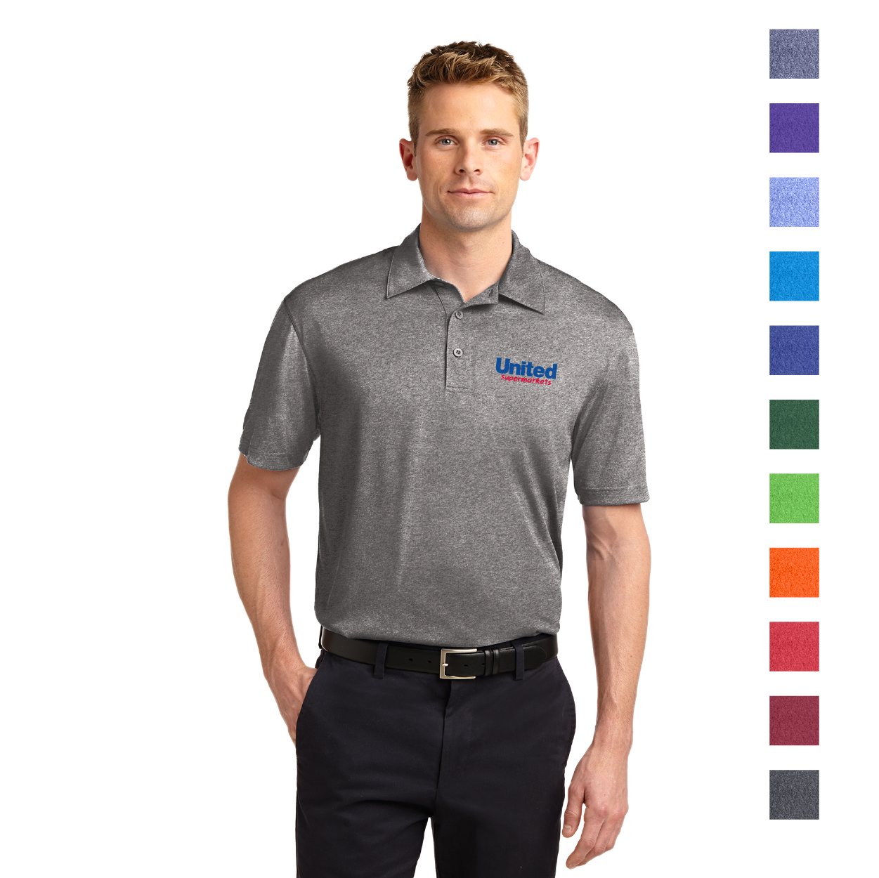 Sport-Tek Heather Contender Embroidered Polo - Blue Wake Heather (PMS 7690C)