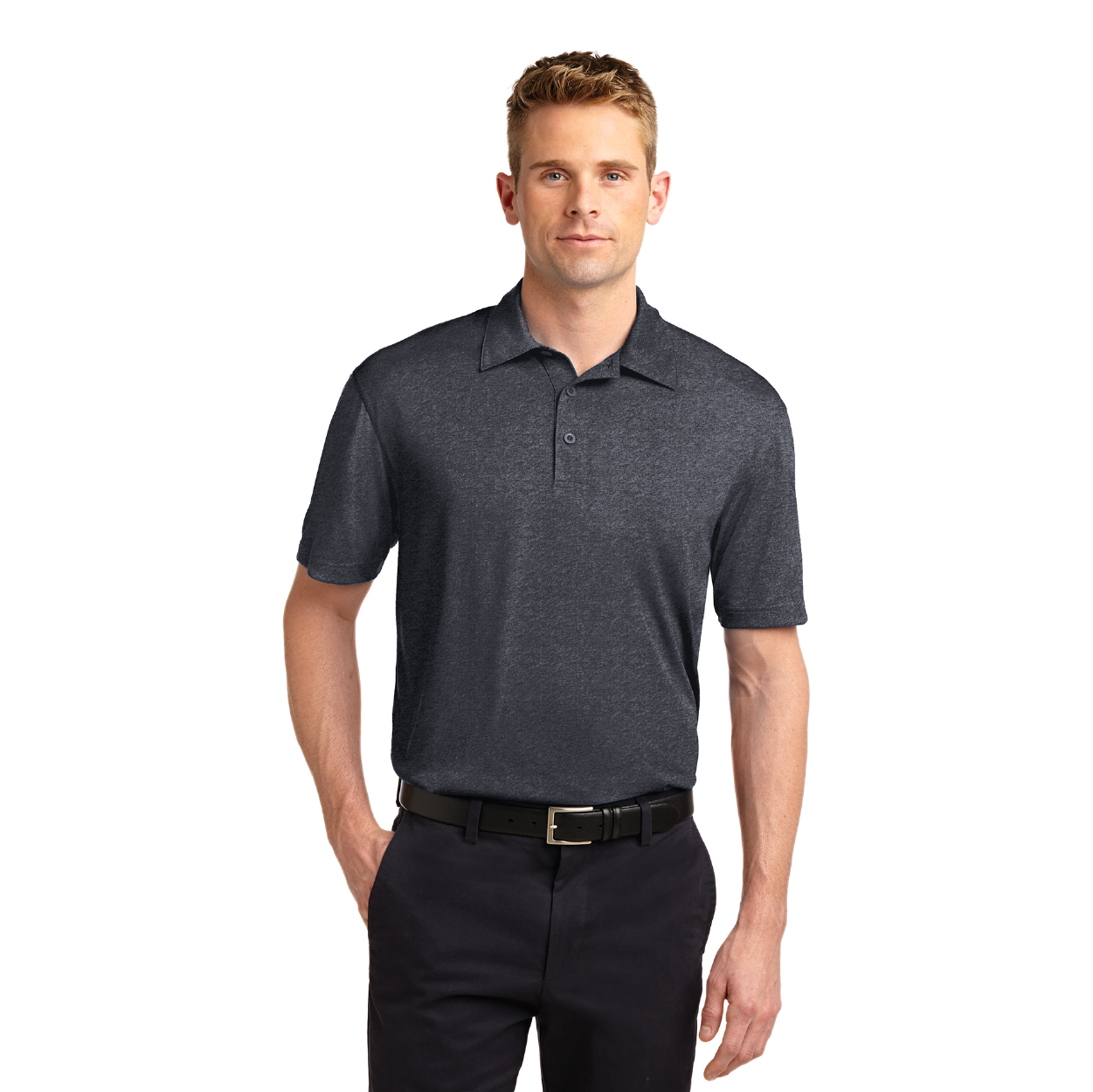 Sport-Tek Heather Contender Embroidered Polo - Cobalt Heather Blue (PMS 2758C)