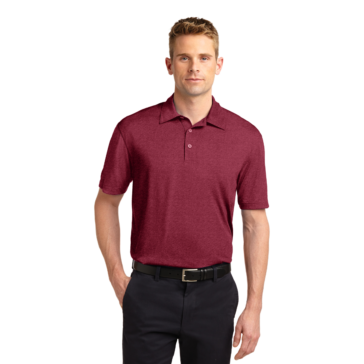 Sport-Tek Heather Contender Embroidered Polo - Deep Orange Heather (PMS 1665C)