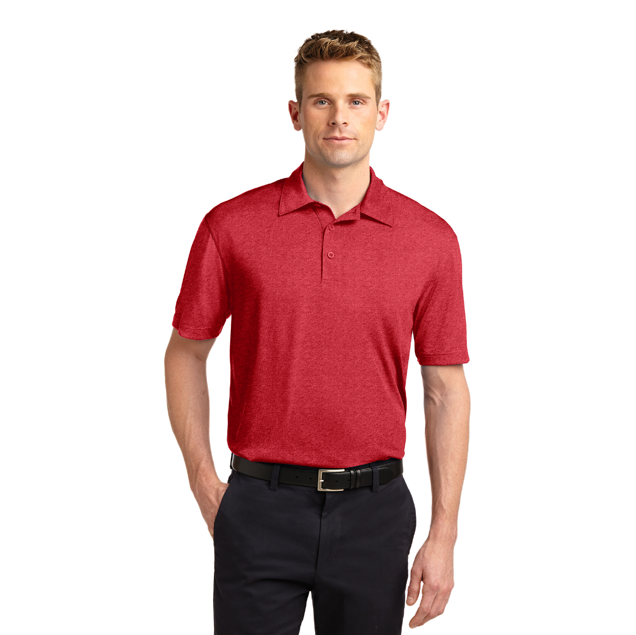 Sport-Tek Heather Contender Embroidered Polo - Forest Green Heather (PMS 3435C)