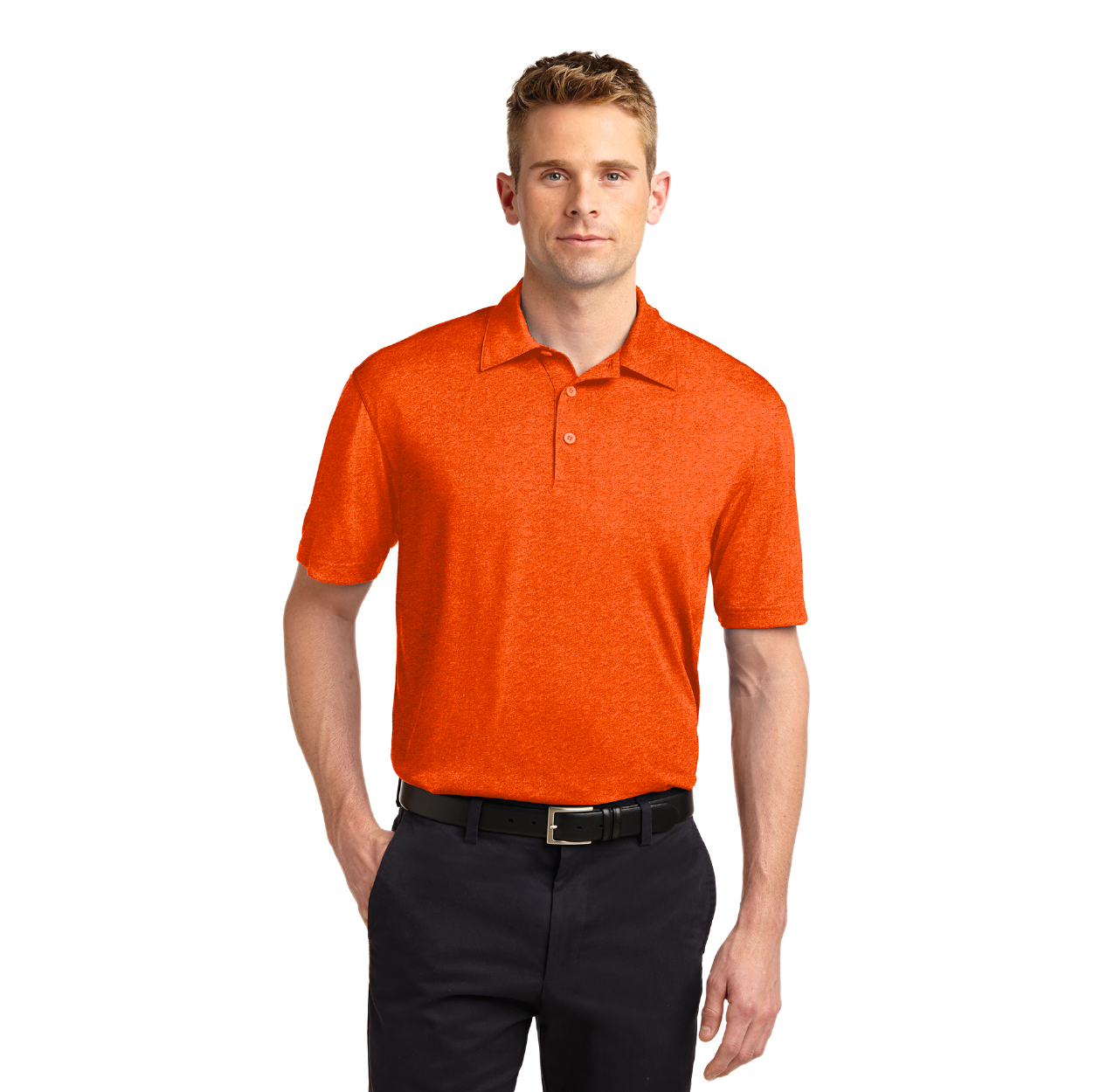 Sport-Tek Heather Contender Embroidered Polo - Graphite Grey Heather (PMS COOL GRAY 11C)