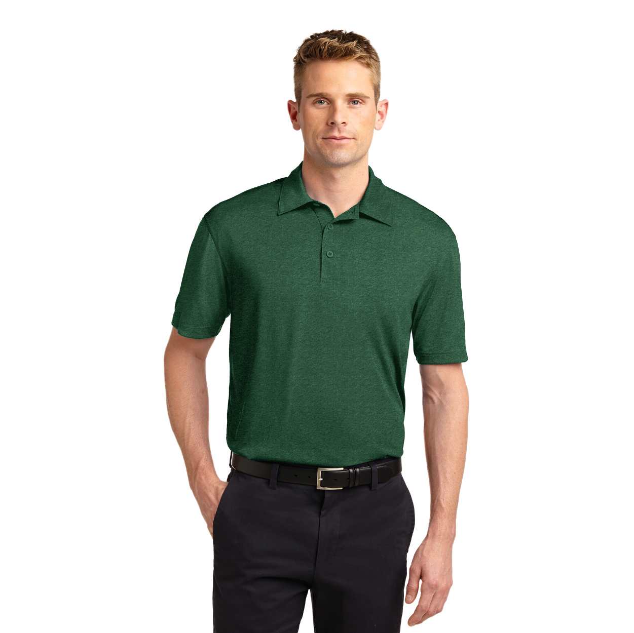 Sport-Tek Heather Contender Embroidered Polo - True Navy Blue Heather (PMS 533C)