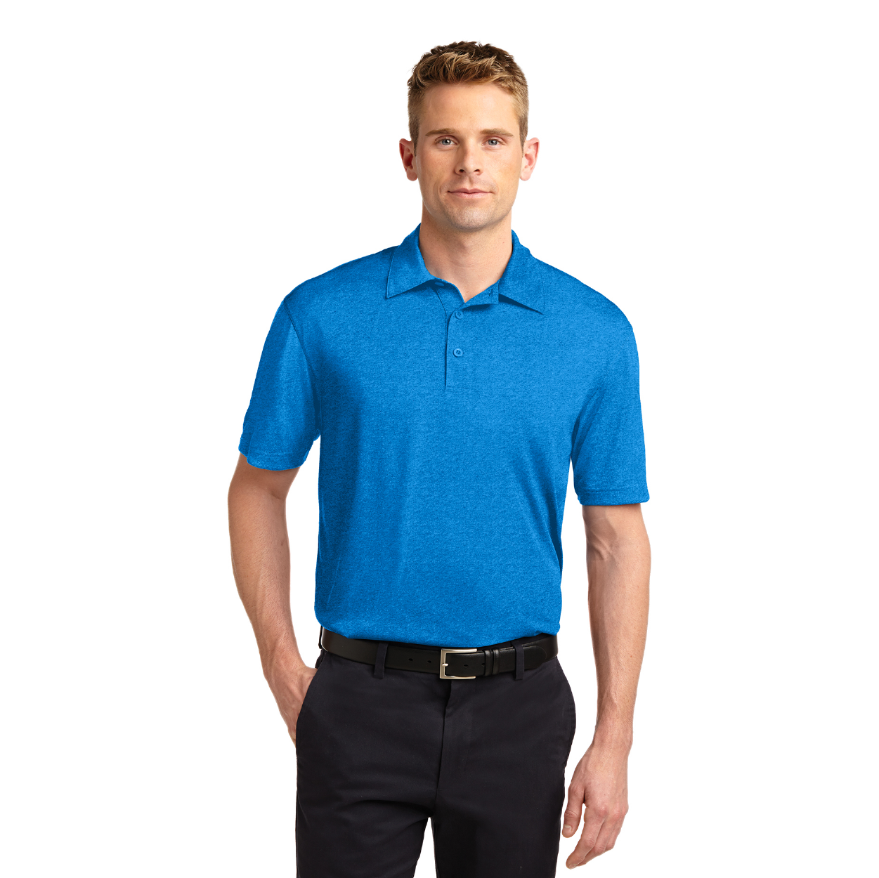 Sport-Tek Heather Contender Embroidered Polo - Turf Green Heather (PMS 361C)