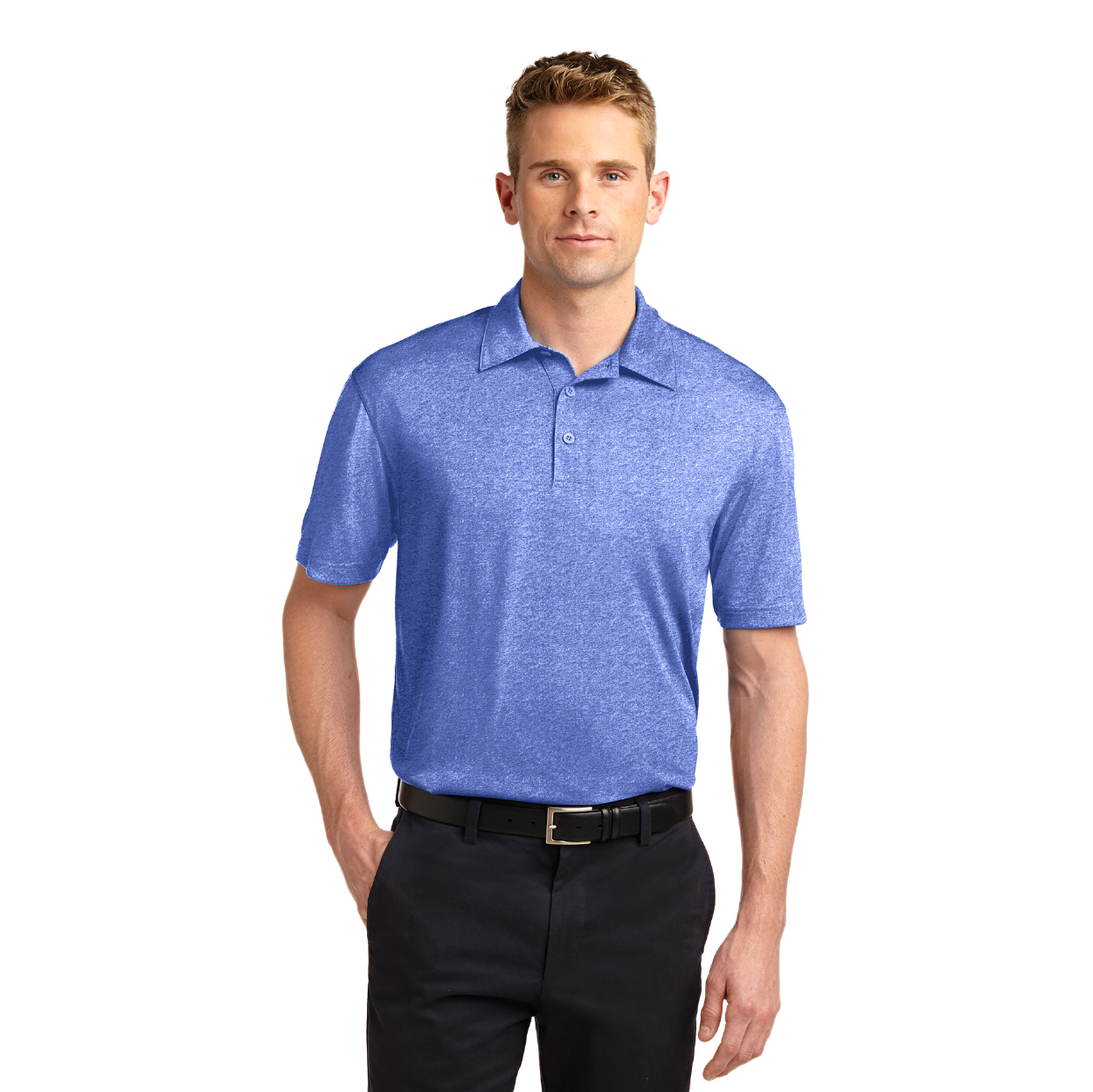 Sport-Tek Heather Contender Embroidered Polo - Varsity Purple Heather (PMS 7672C)