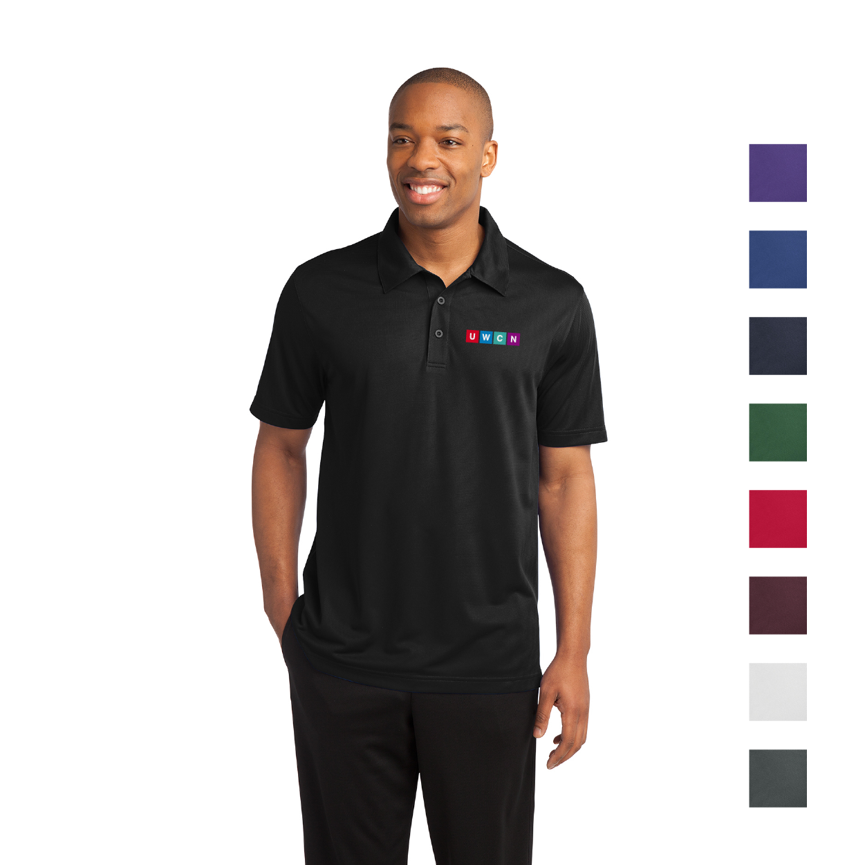 Sport-Tek PosiCharge Active Textured Embroidered Polo - Black (PMS BLACK C)