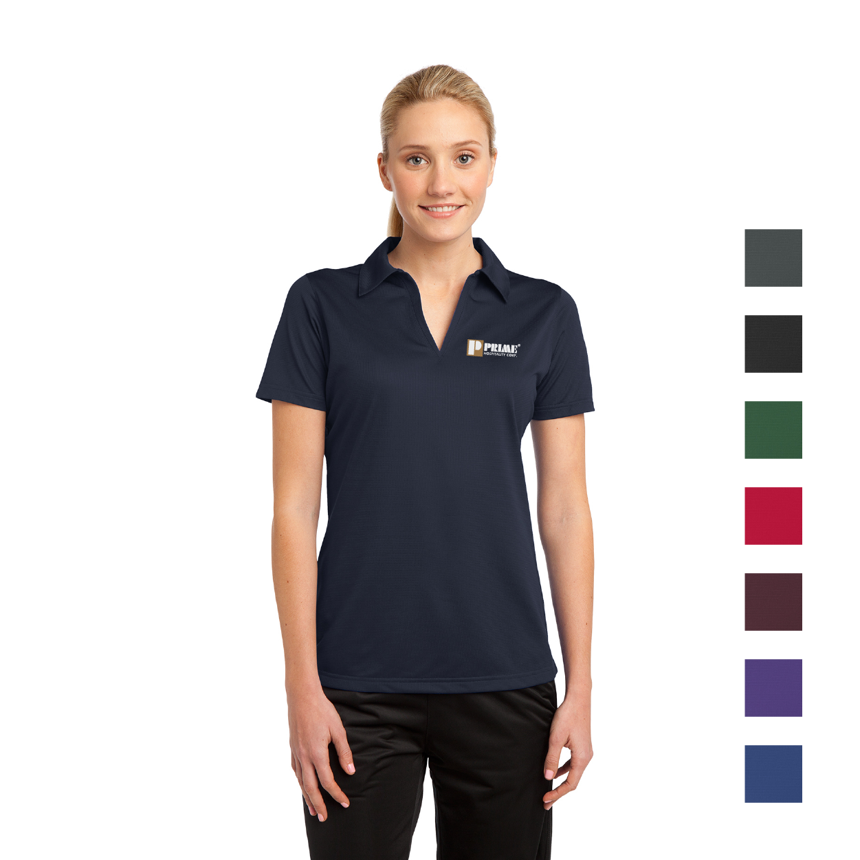 Sport-Tek Women's PosiCharge Active Textured Embroidered Polo - Black (PMS BLACK C)