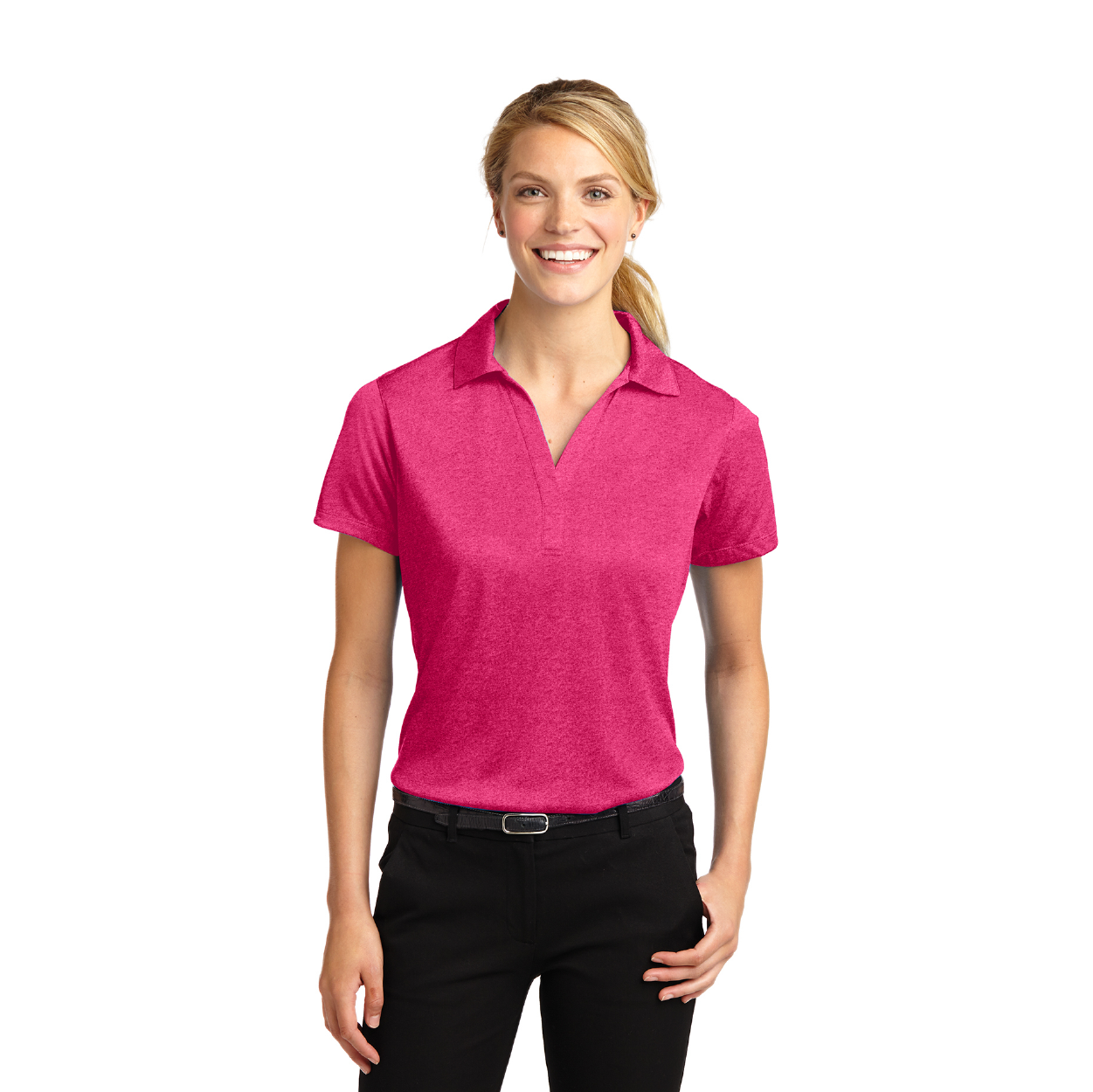 Sport-Tek Women's Heather Contender Embroidered Polo - Graphite Heather Grey (PMS COOL GRAY 11C)