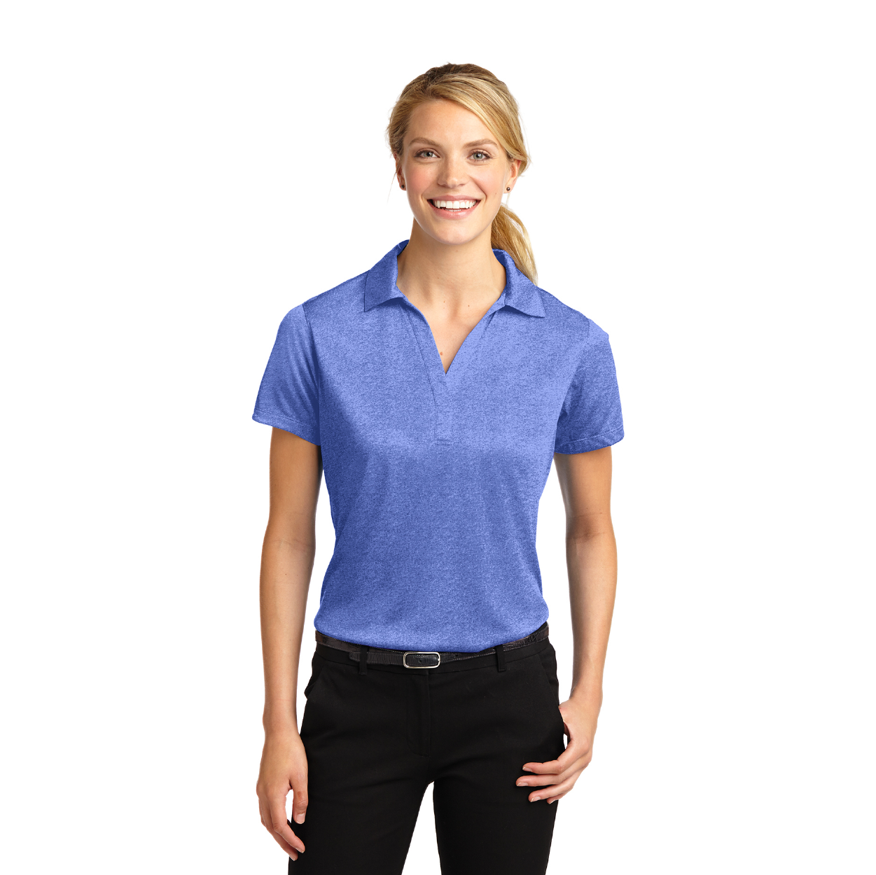 Sport-Tek Women's Heather Contender Embroidered Polo - Varsity Purple Heather (PMS 7672C)