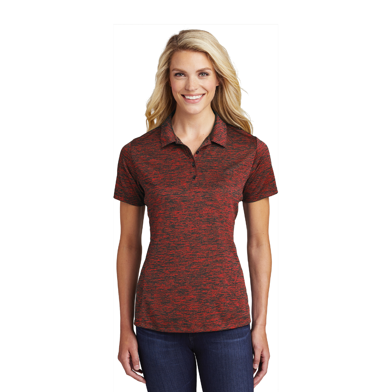 Sport-Tek Women's PosiCharge Electric Heather Embroidered Polo - Silver Grey Electric (PMS 429C)