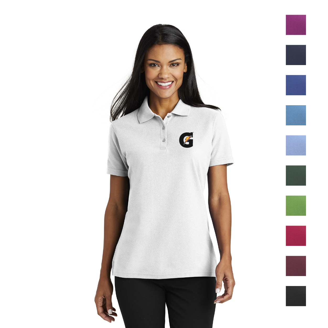 Port Authority Women's Stain-Release Embroidered Polo - Black (PMS BLACK C)