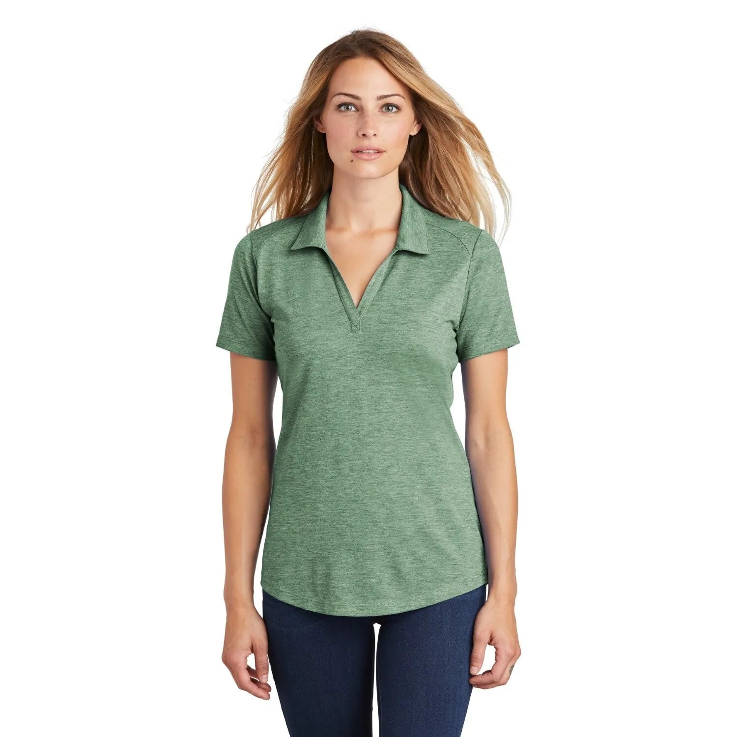 Sport-Tek Women's PosiCharge Tri-Blend Wicking Embroidered Polo - Light Grey Heather (PMS COOL GRAY 5C)