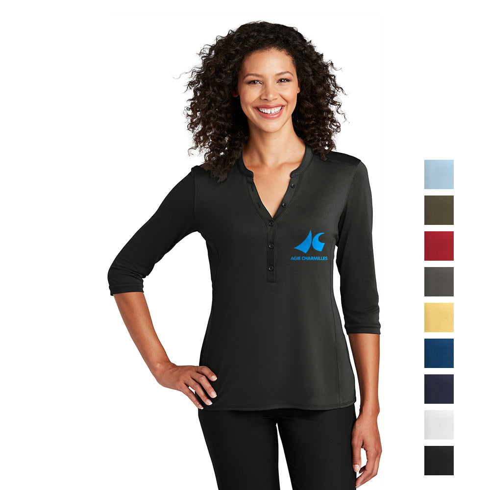 Port Authority Women's UV Choice Pique Henley Embroidered