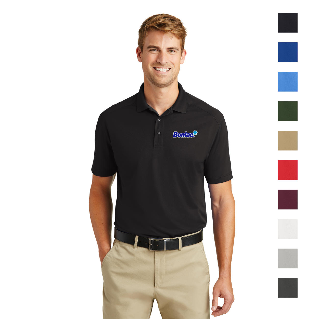 CornerStone Select Lightweight Snag-Proof Embroidered Polo - Black