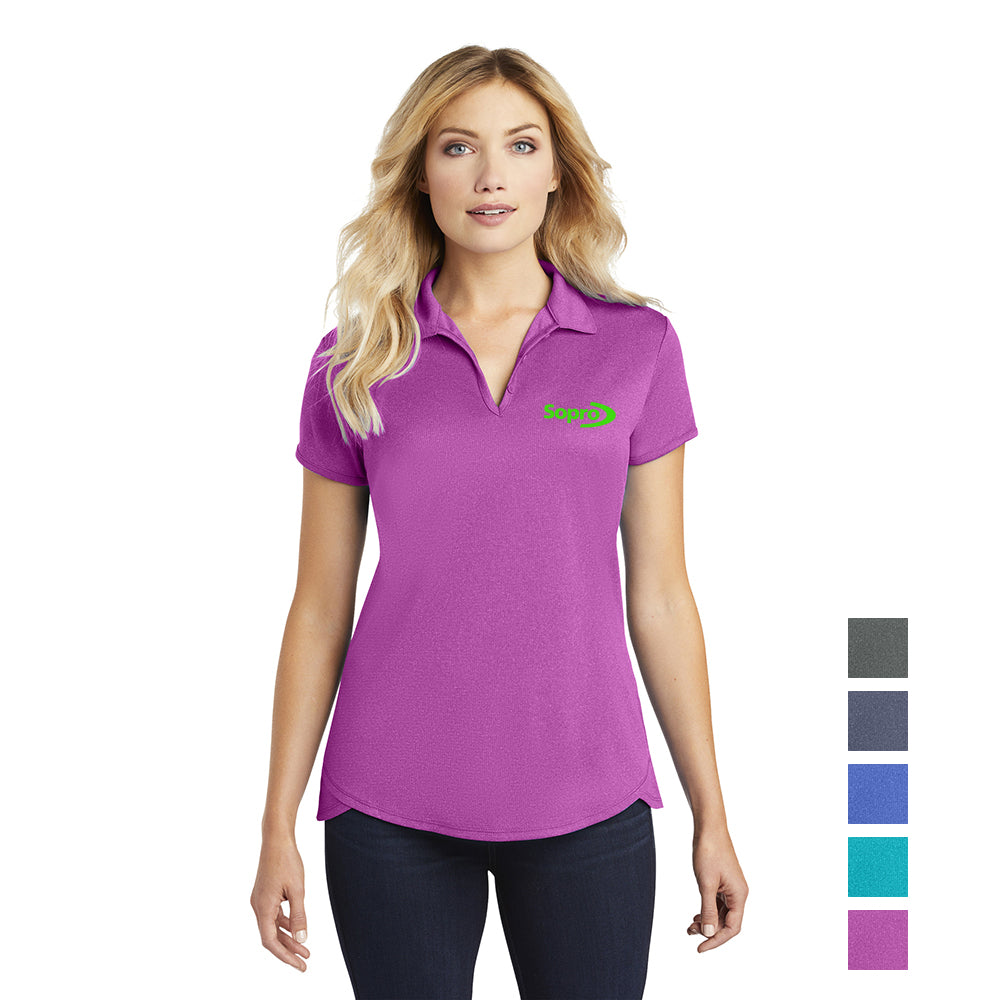 Port Authority Women's Trace Heather Embroidered Polo - Berry Heather Purple