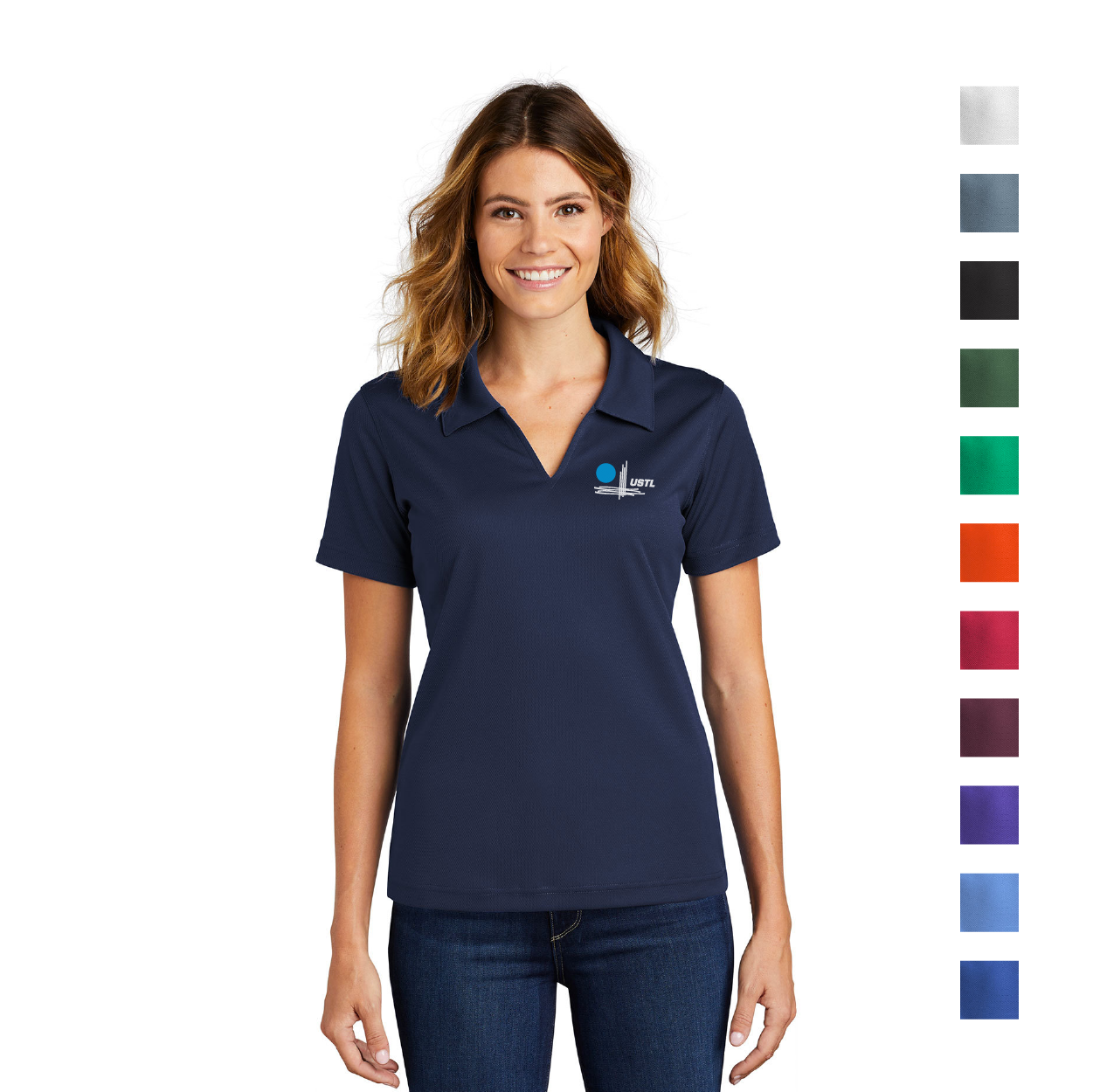 Sport-Tek Women's Dri-Mesh V-Neck Embroidered Polo - Black