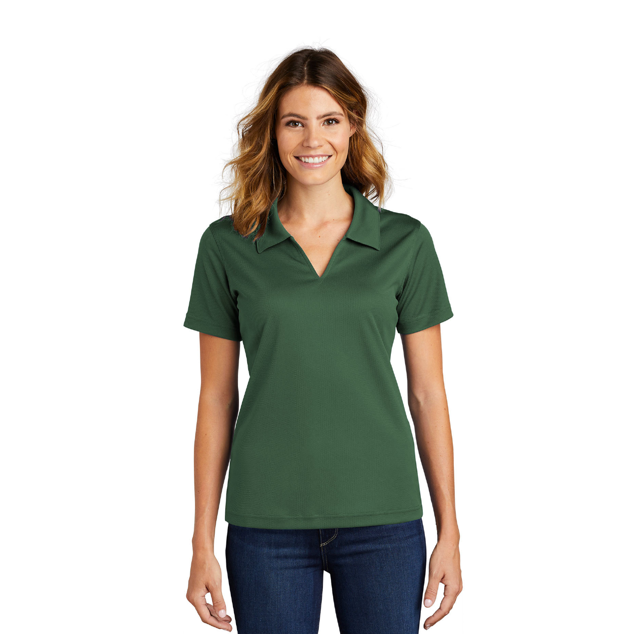 Sport-Tek Women's Dri-Mesh V-Neck Embroidered Polo - White