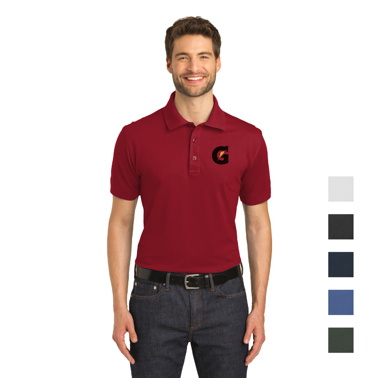 Port Authority Stretch Pique Embroidered Polo - Black