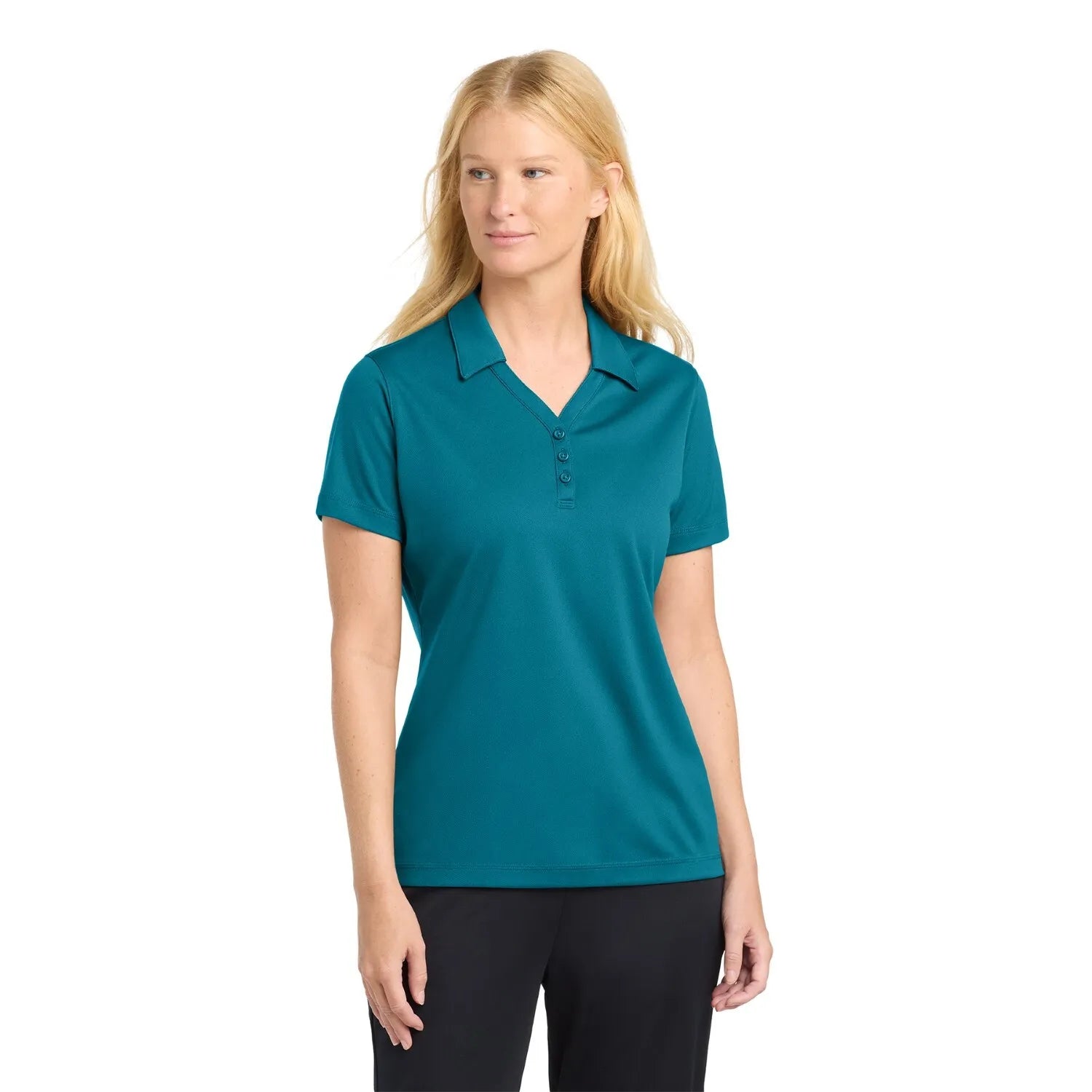Sport-Tek Women's PosiCharge Micro-Mesh Embroidered Polo - Blue Wake