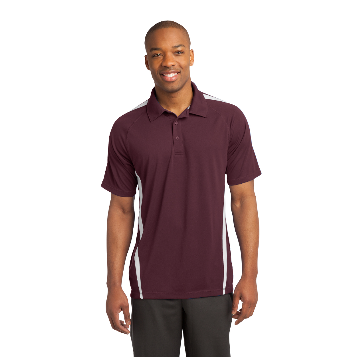 Sport-Tek PosiCharge Micro-Mesh Colorblock Embroidered Polo - True Red/White