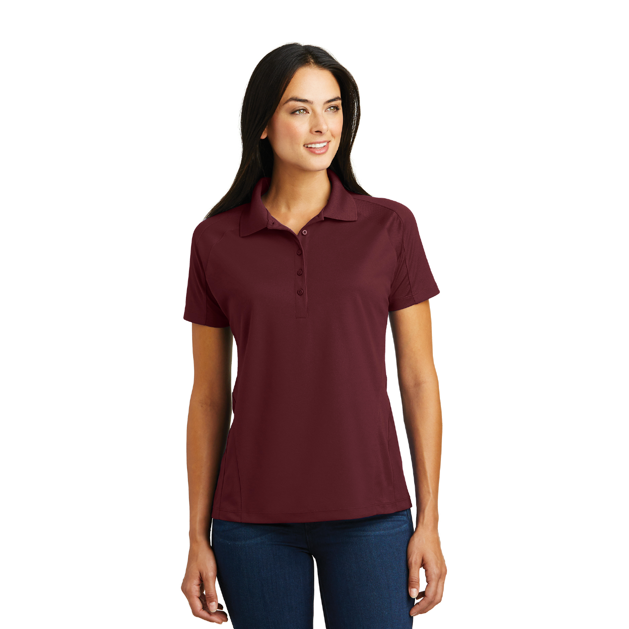 Sport-Tek Women's Dri-Mesh Pro Embroidered Polo - Maroon Red