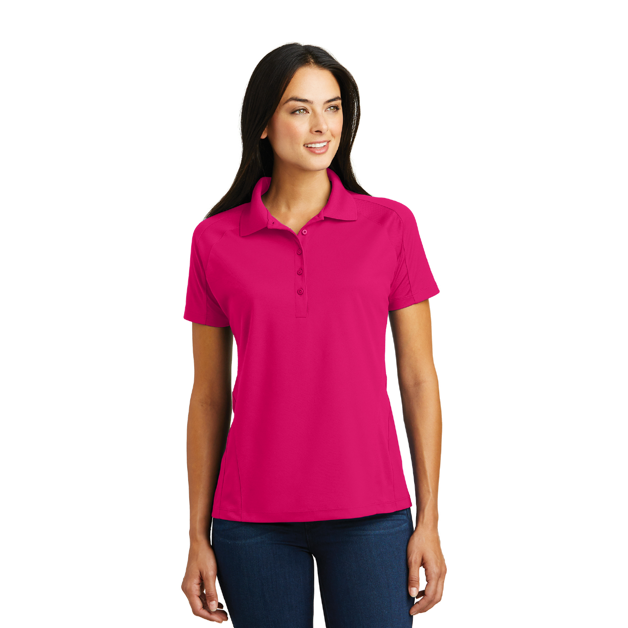 Sport-Tek Women's Dri-Mesh Pro Embroidered Polo - Pink Raspberry
