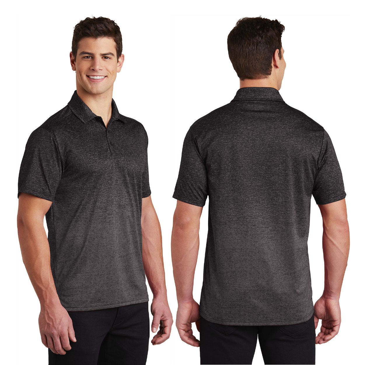 Sport-Tek Ombre Heather Embroidered Polo - Deep Red/Black