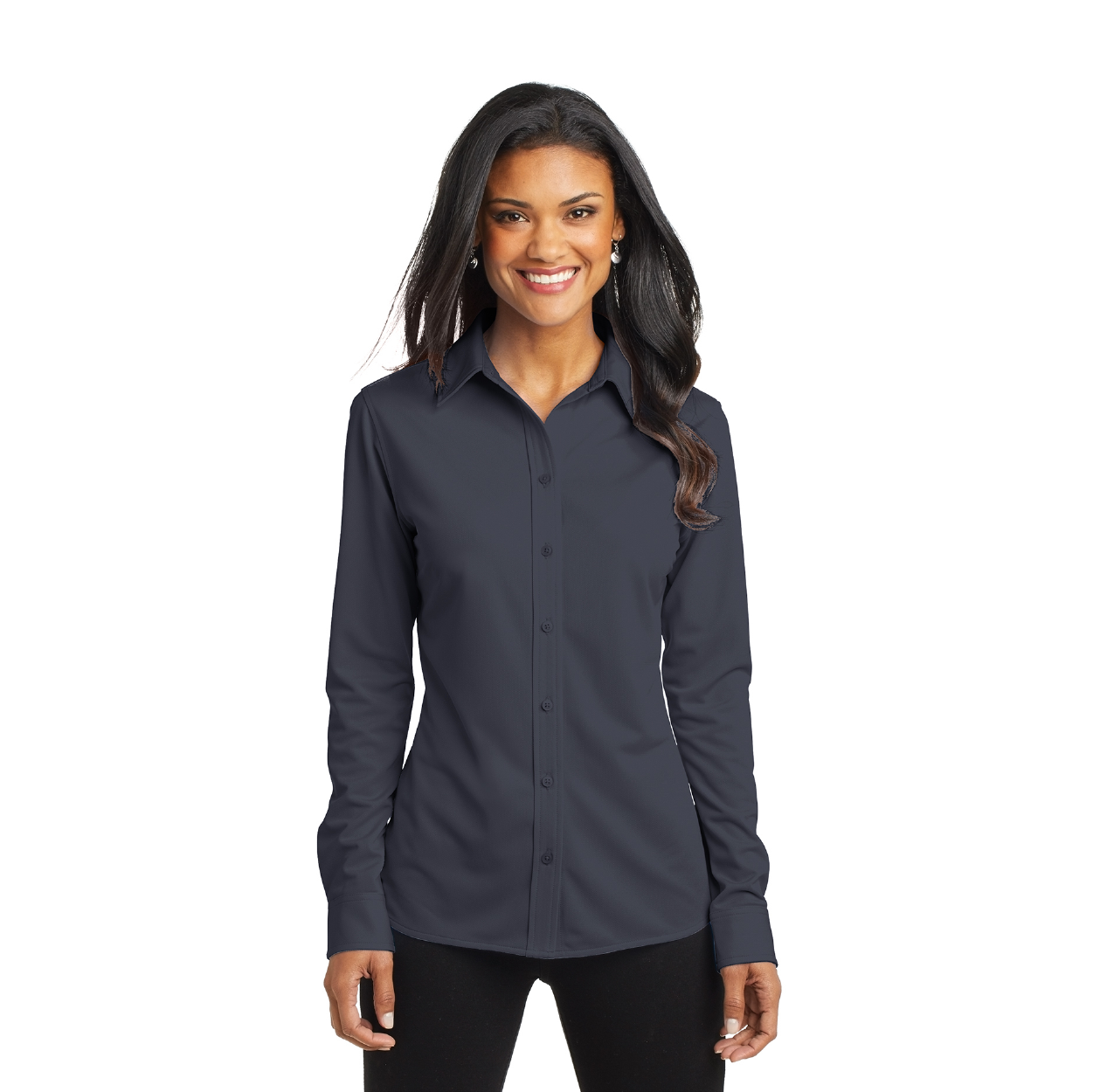 Port Authority Women's Dimension Knit Dress Shirt Embroidered - Dark Navy Blue