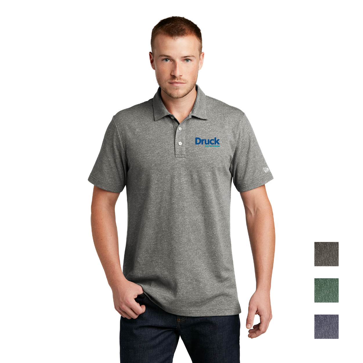 New Era Slub Twist Embroidered Polo - Black Twist