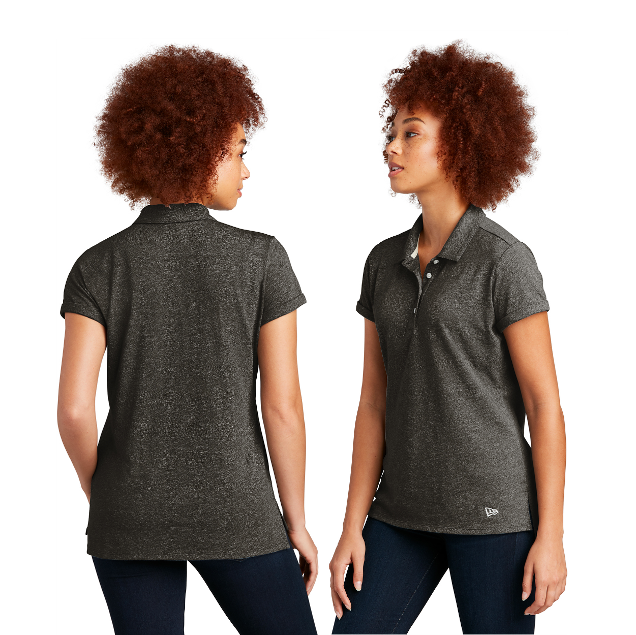New Era Women's Slub Twist Embroidered Polo - Dark Green Twist