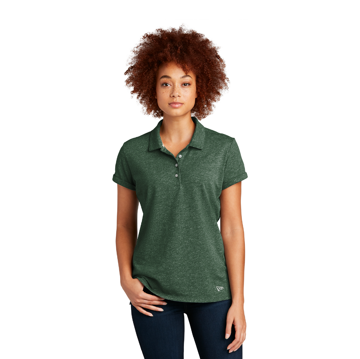 New Era Women's Slub Twist Embroidered Polo - True Navy Blue Twist
