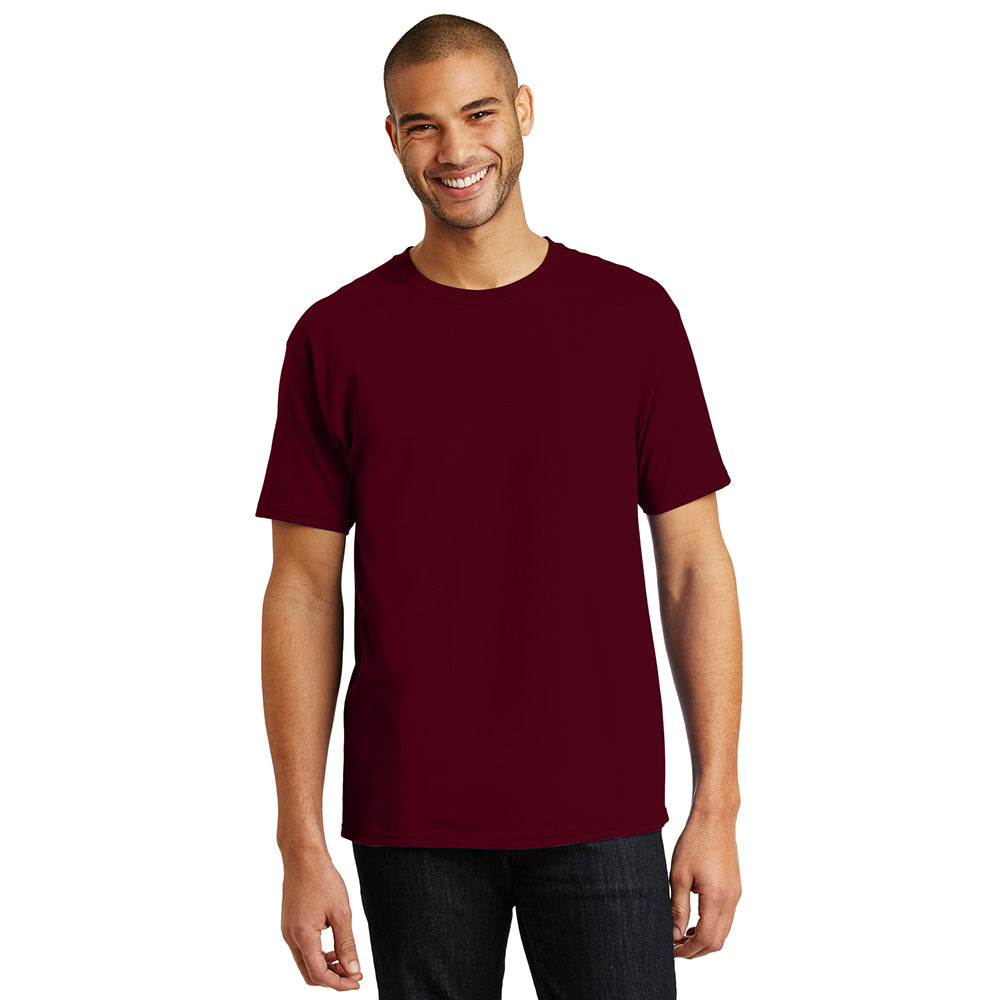 Hanes - Authentic 100% Cotton T-Shirt Decorated - Maroon Red (PMS 504C)