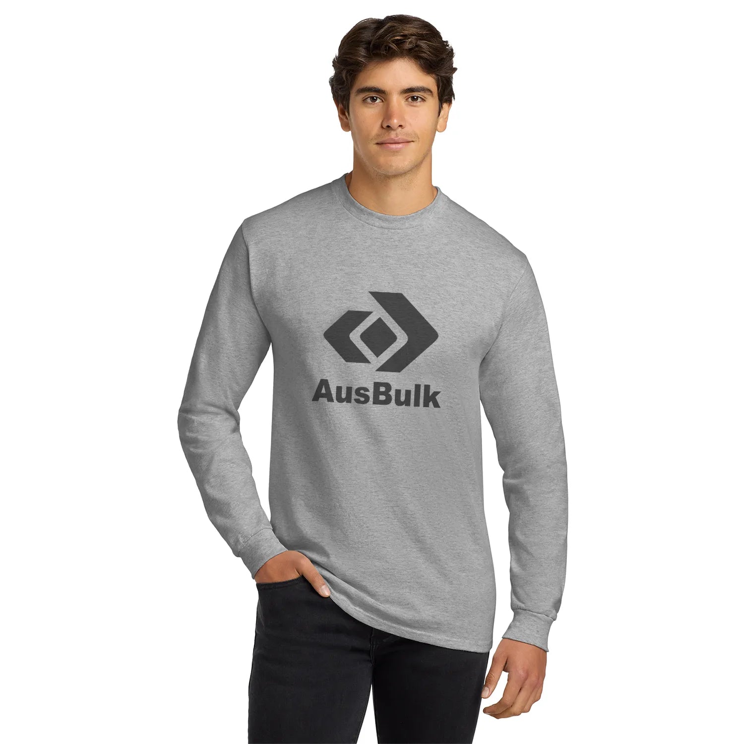 Gildan Ultra Cotton 100% US Cotton Long Sleeve T-Shirt Decorated - Ash Grey